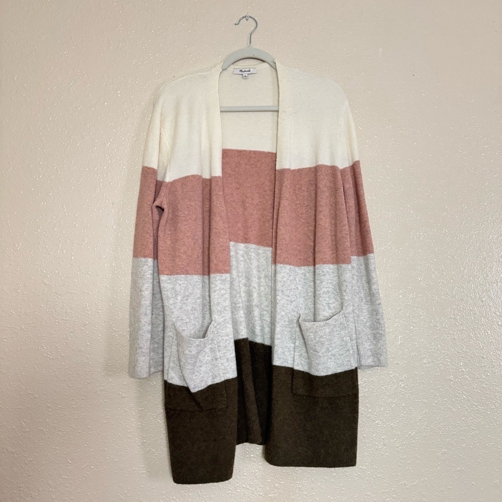 Madewell Alpaca Wool Blend Open Front Colorblock … - image 2